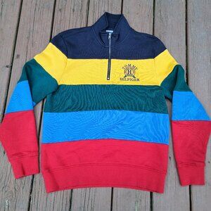 Tommy Hilfiger Color Block  Men 1/4 quarter Zip Pullover Sweater Size Small